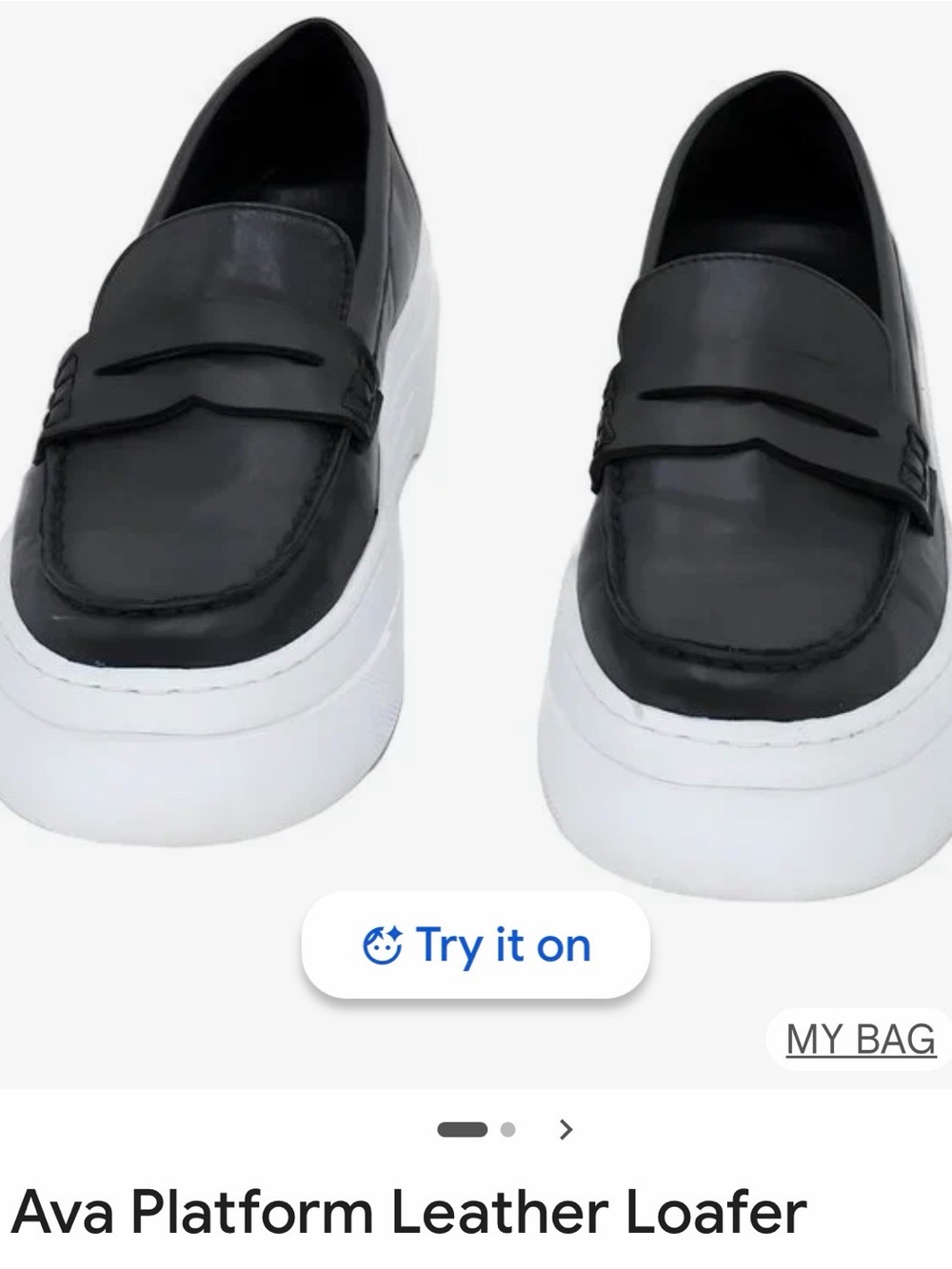 J Slides Black and White Ava Platform Leather Loafer